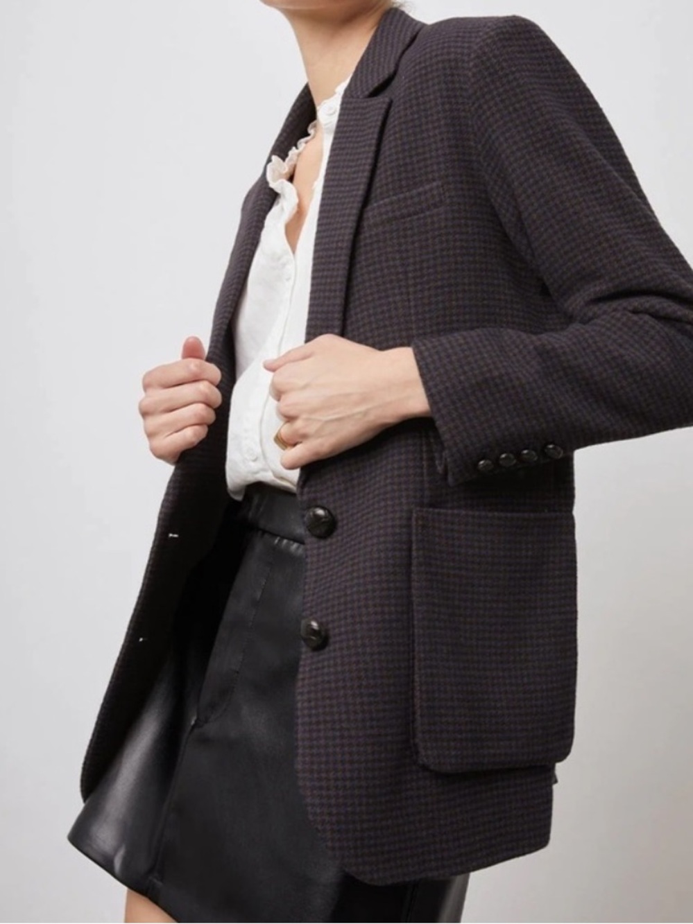 ⭐️NWT Rails Windsor Blazer in Midnight Brown Mini Check ⭐️